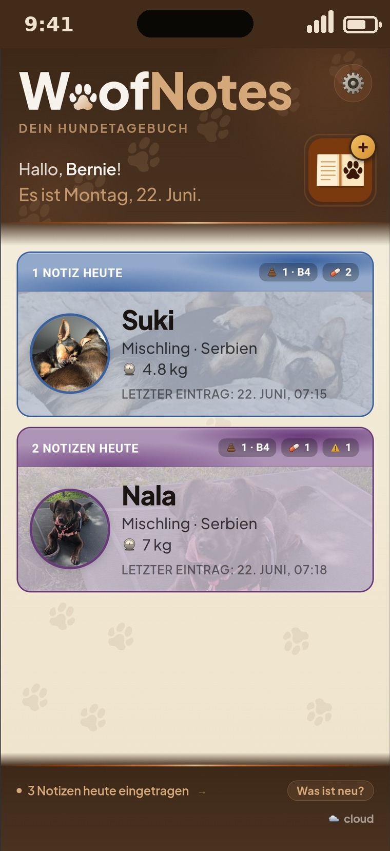 WoofNotes Startseite